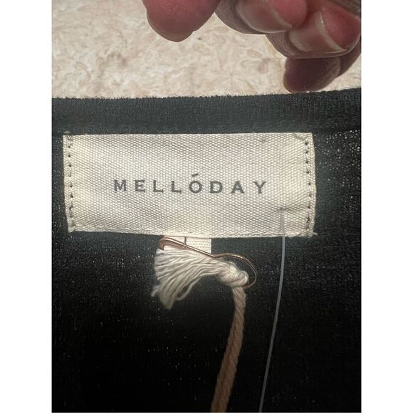 MELLODAY Textured Low V Wrap Black Knit Dress Sz L NWT - Picture 3 of 8